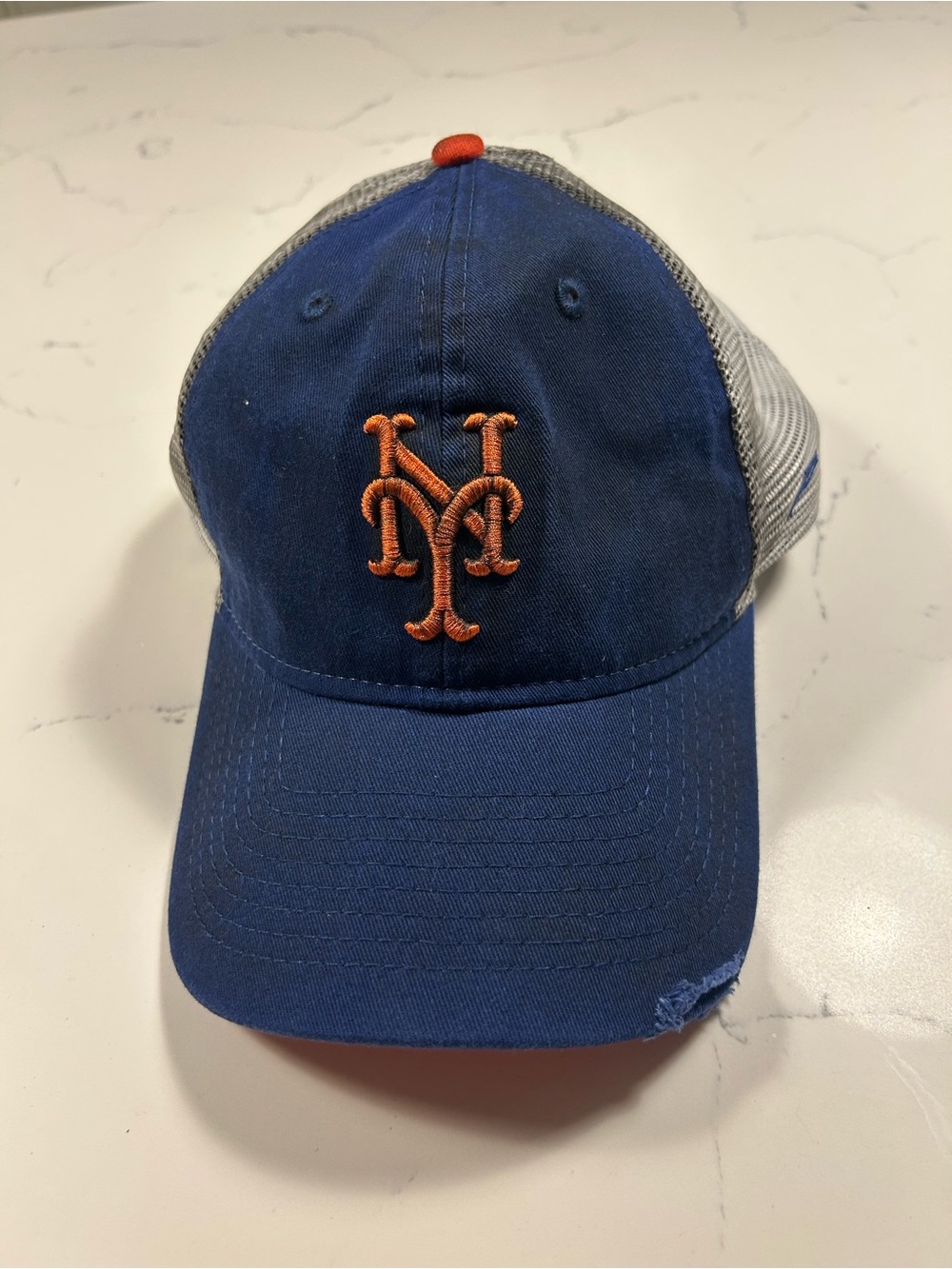 9TWENTY New Era Team Rustic New York Mets Royal Blue, Orange & White Trucker Hat